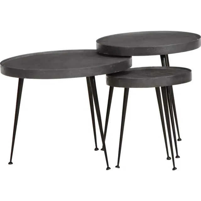 vidaXL Salontafel 3 stuks Zwart bewerkt hout