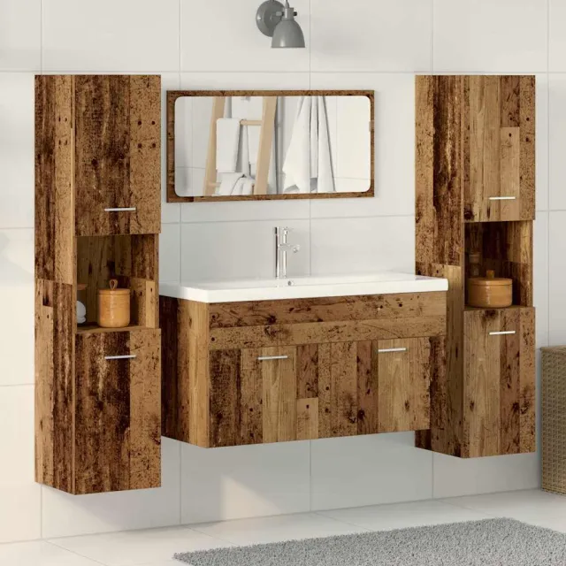 vidaXL 4-delige Badkamermeubelset bewerkt hout oud houtkleurig Bruin