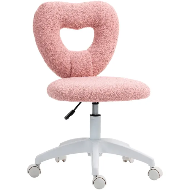 Homcom bureaustoel met hartvormige rug - Draaistoel - Make-upstoel - Computerstoel - Roze Rosa