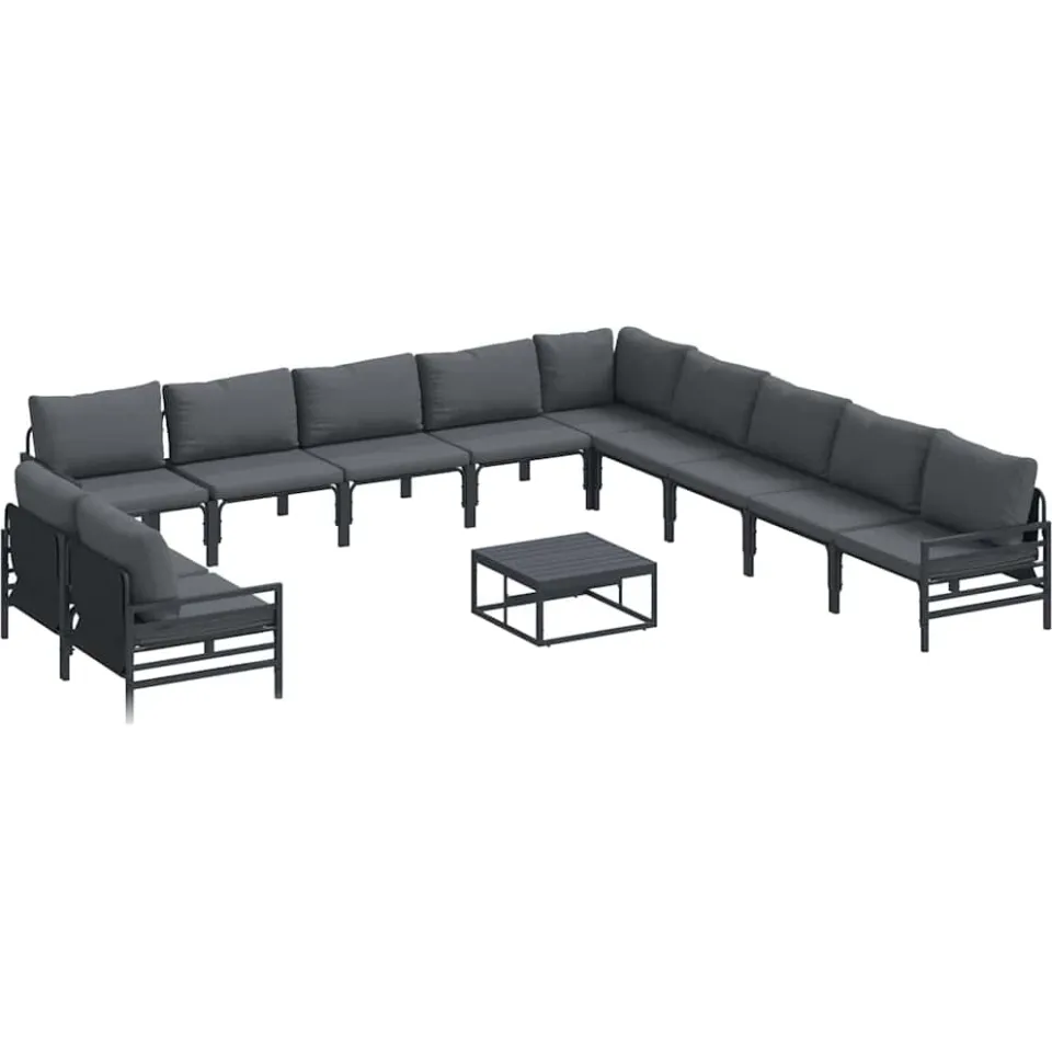 vidaXL Tuinbankenset 12 st Zwart Staal Anthraciet