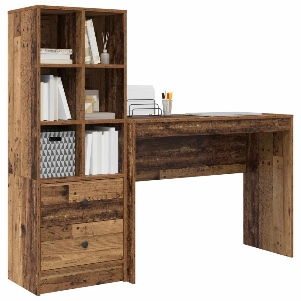 vidaXL Bureau Oudhout 145,5 x 40 x 127 cm 2 st Bruin