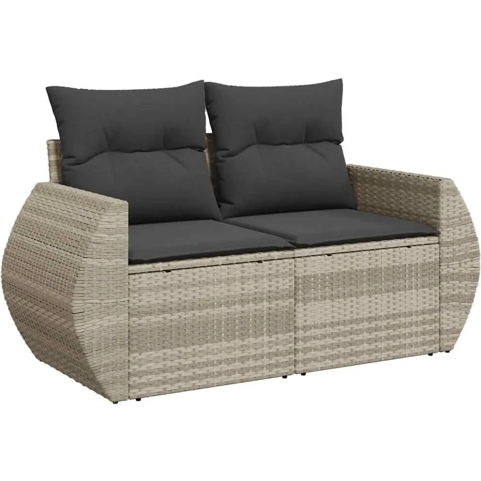 vidaXL 11-delige Loungeset met kussens poly rattan lichtgrijs