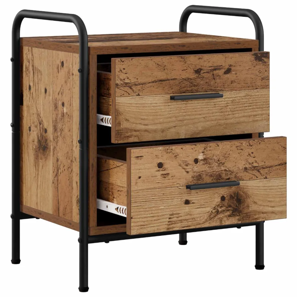 vidaXL Nachtkastje Oud hout 40 x 30 x 50 cm Bewerkt hout Bruin
