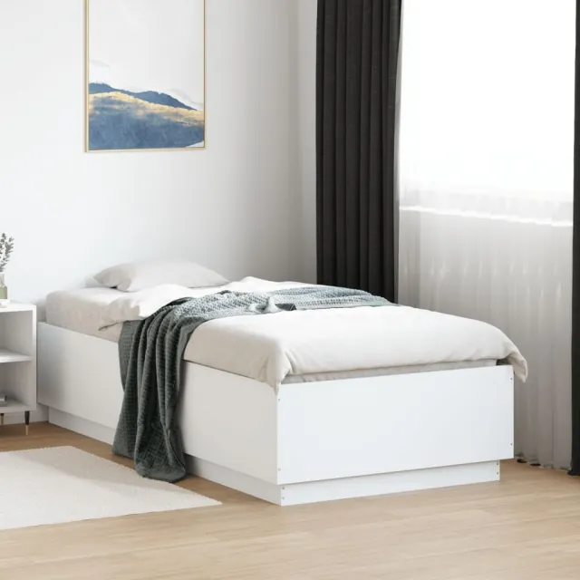 vidaXL Bedframe met LED-verlichting bewerkt hout wit 90x190 cm