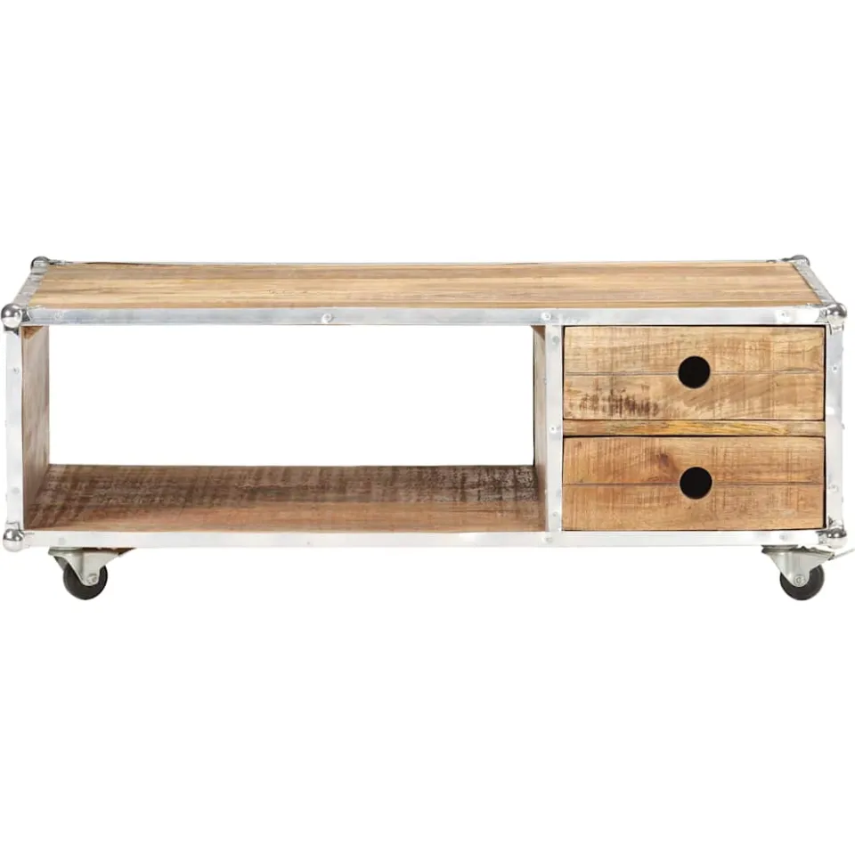 vidaXL Salontafel 89x59x33 cm massief ruw mangohout bruin, foto 3