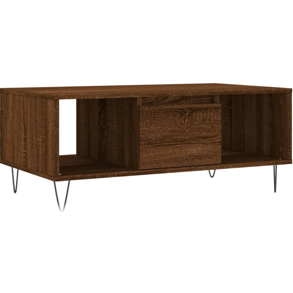 vidaXL Salontafel 90x50x36,5 cm bewerkt hout bruin eikenkleur, foto 3