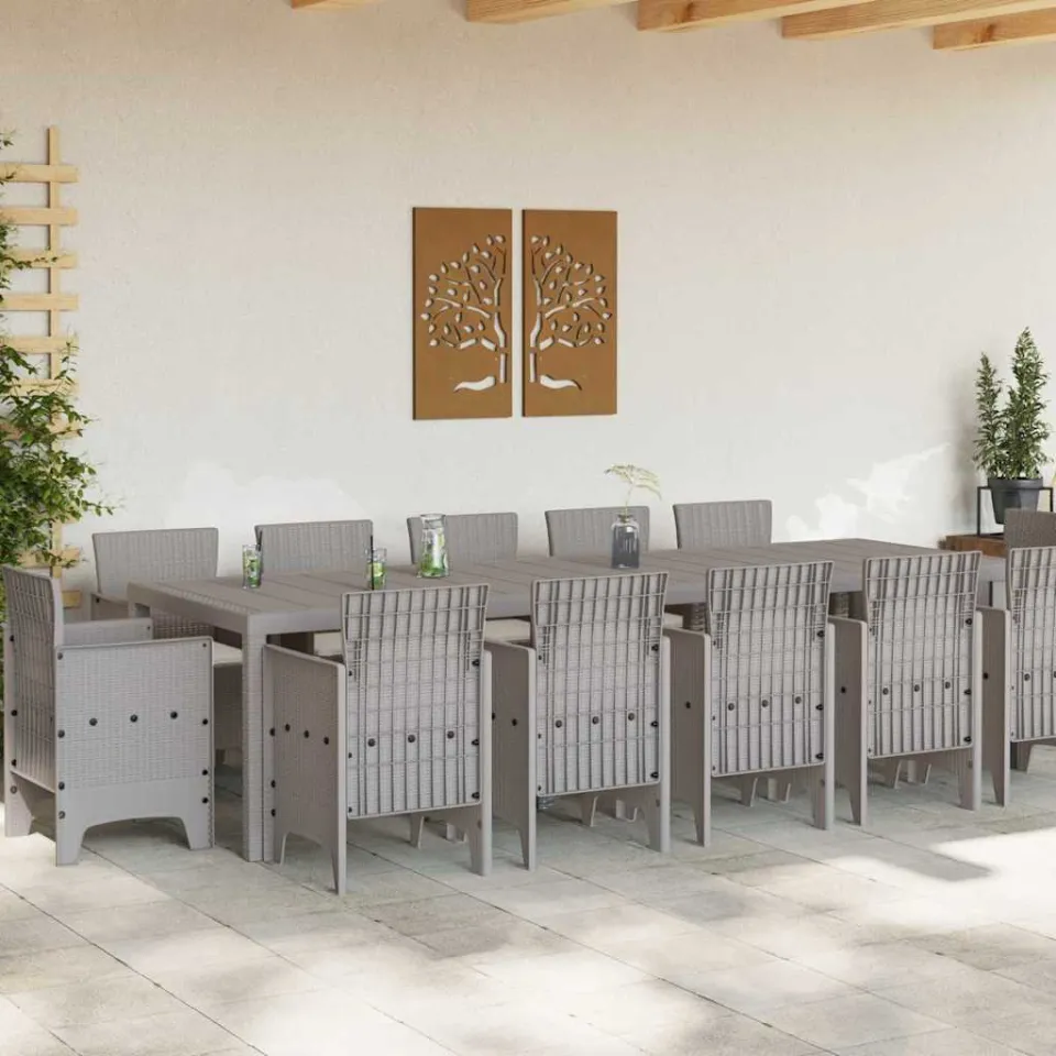 vidaXL Tuin Eetset 13 st Grijs poly rattan, foto 2