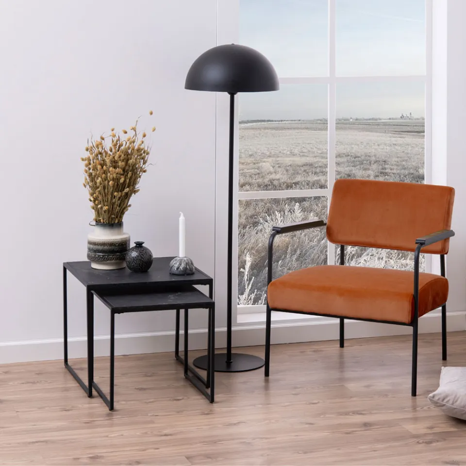Lisomme Imke salontafel marmerlook antraciet - set van 2, foto 2