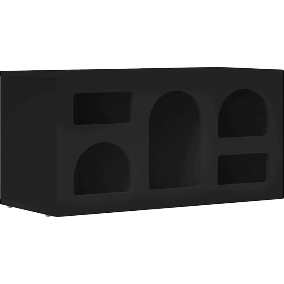 vidaXL TV-kast ELST 80 x 35 x 40 cm Zwart Bewerkt hout, foto 3