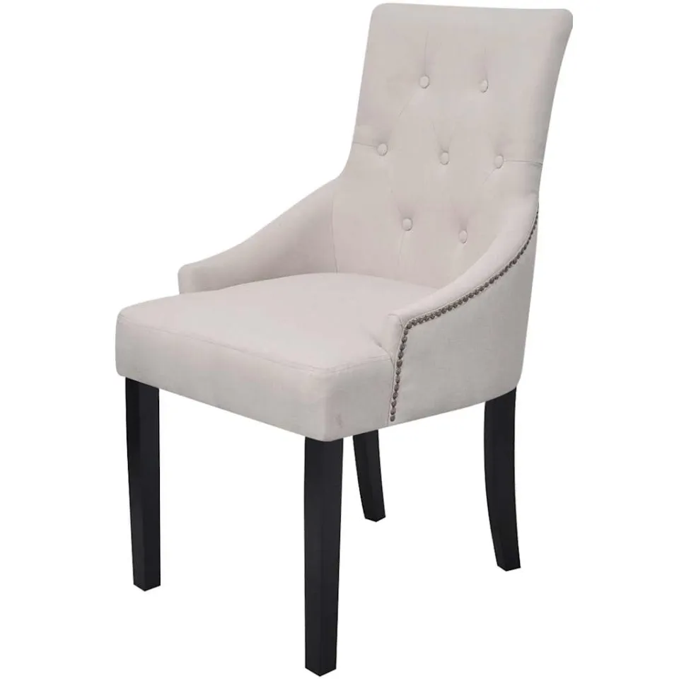 vidaXL Eetkamerstoelen 2 st stof crèmegrijs