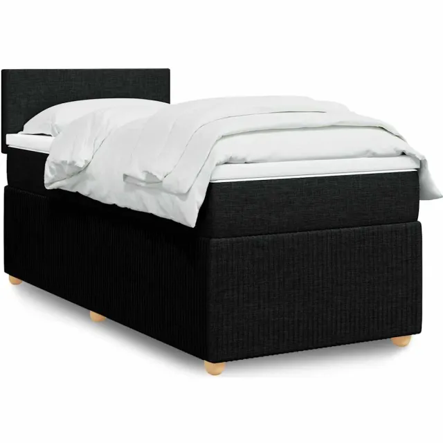 vidaXL Boxspring met matras stof zwart 100x200 cm