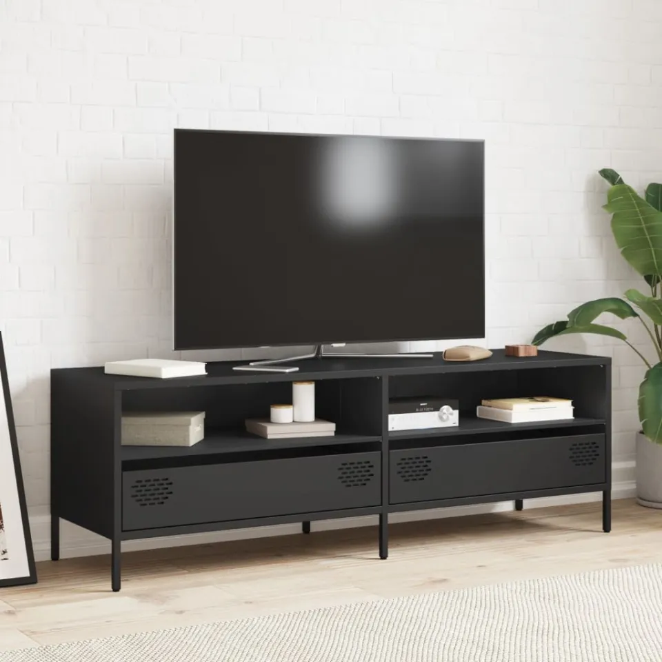 vidaXL Tv-meubel 135x39x43,5 cm koudgewalst staal zwart, foto 2