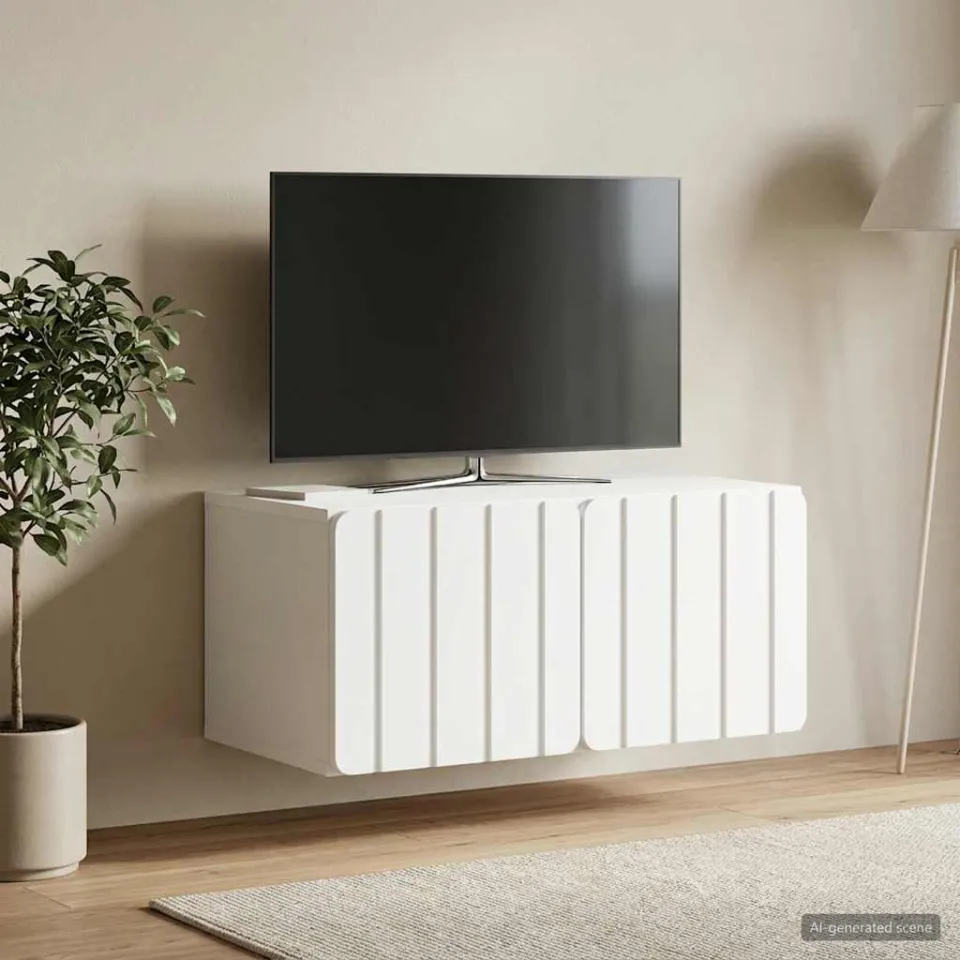 vidaXL Wandbeugel TV-kast 59,5 x 41 x 30 cm Wit Bewerkt hout, foto 4