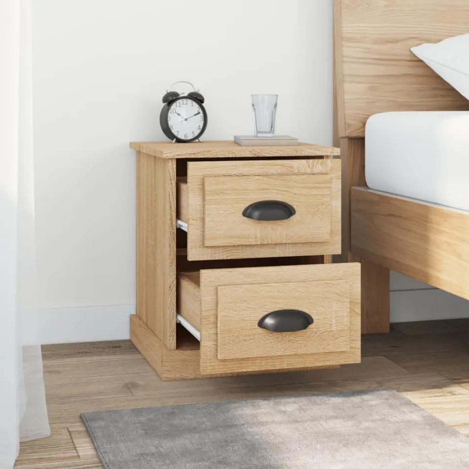 vidaXL Nachtkastjes 2 st 39x39x47,5 cm bewerkt hout sonoma eikenkleur, foto 4