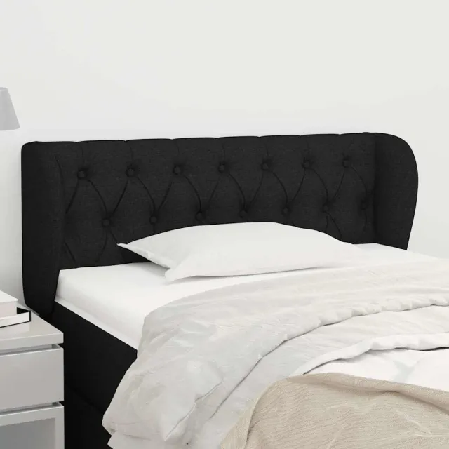 vidaXL Hoofdbord met randen 103x23x78/88 cm stof zwart