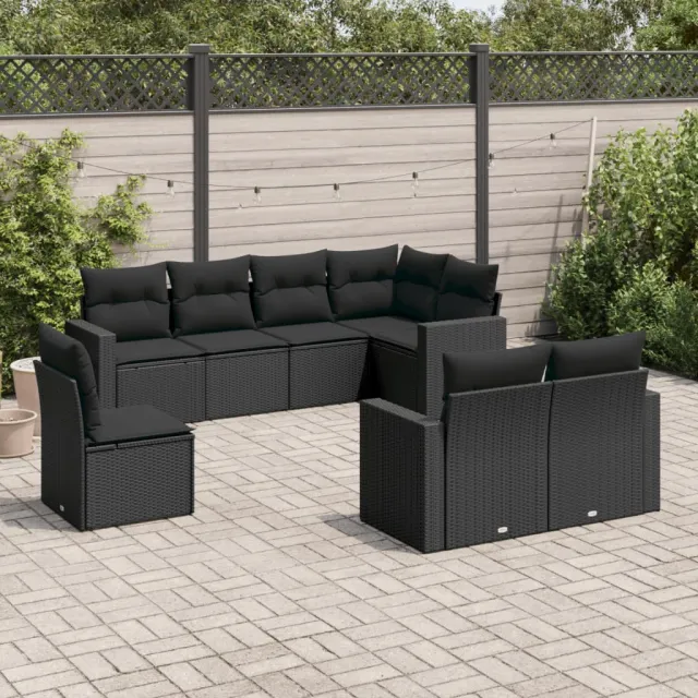 vidaXL 8-delige Loungeset met kussens poly rattan zwart, foto 2
