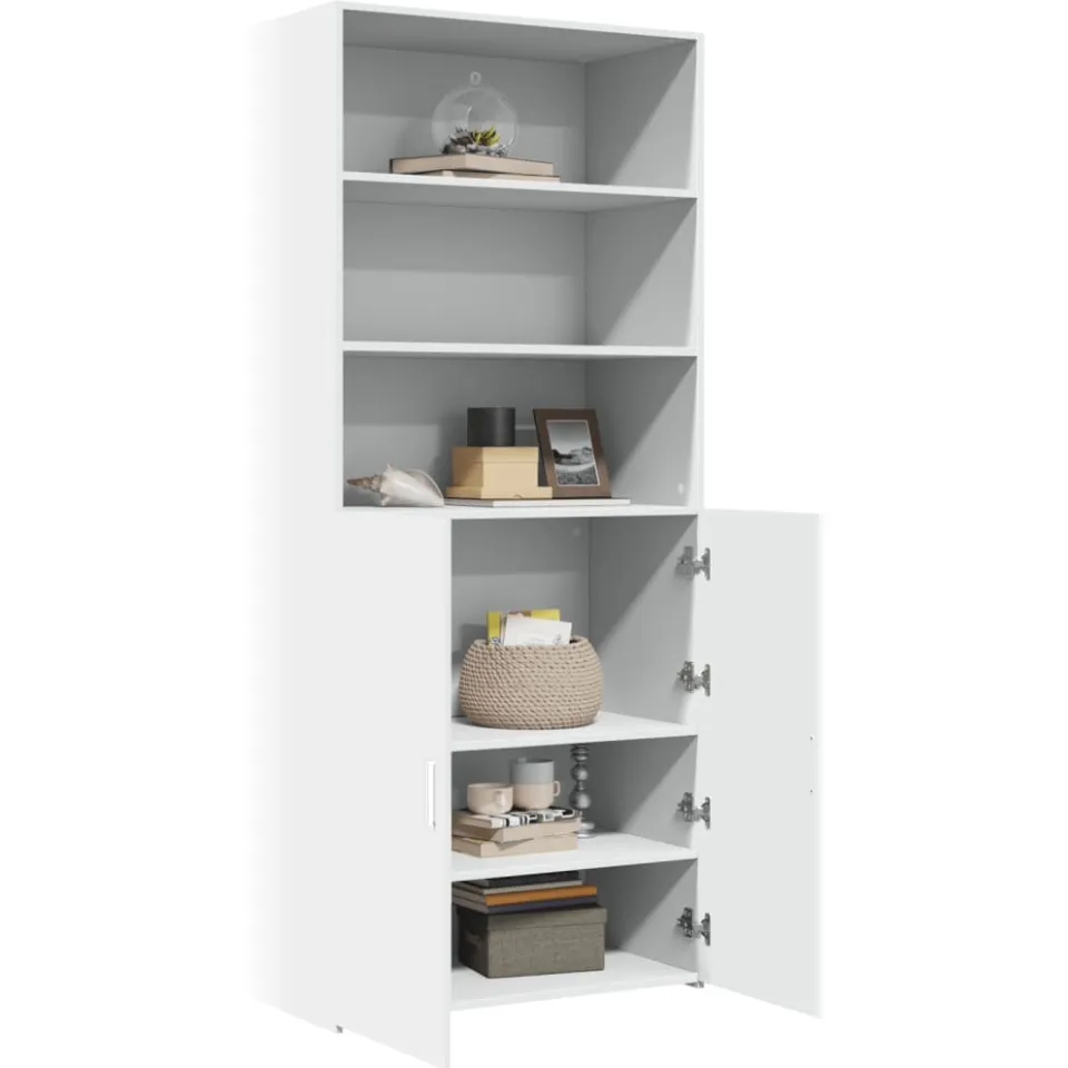 vidaXL Hoge kast 80x42,5x185 cm bewerkt hout wit