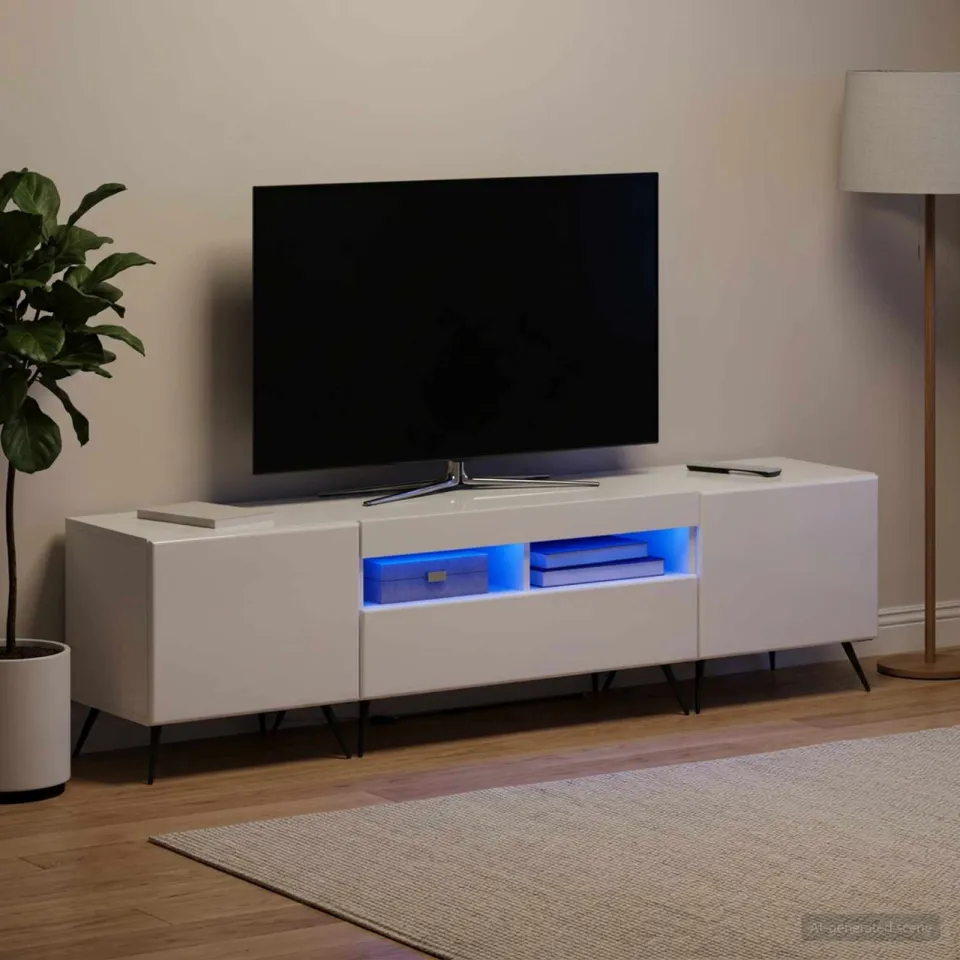 vidaXL LED tv-meubel BREDA 3 st Hoogglans Wit Bewerkt hout, foto 3