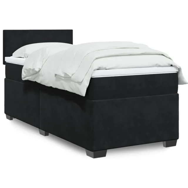 vidaXL Boxspring met matras fluweel zwart 100x200 cm