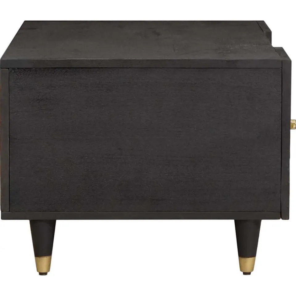 vidaXL Salontafel Zwart 100 x 54 x 40 cm Massief Mango Hout, foto 4