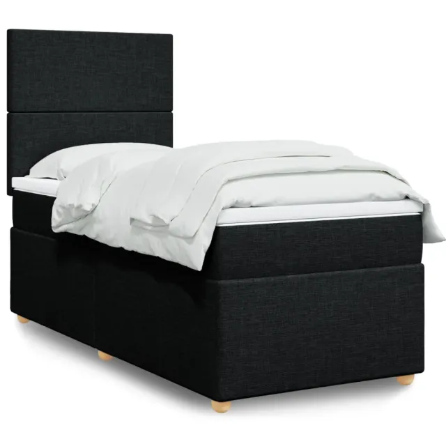 vidaXL Boxspring met matras stof zwart 80x200 cm