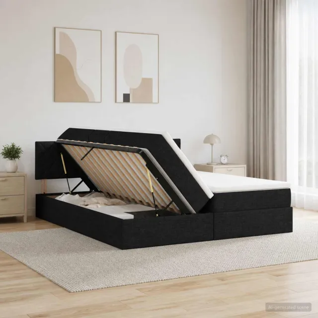 vidaXL Opslag bed met hoofdeinde 2 st Zwart Nep Leer