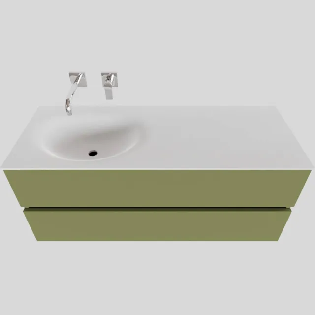 Boss & Wessing Badkamermeubel Solid Surface BWS Stockholm 120x46 cm Links Mat Groen (zonder kraangat)