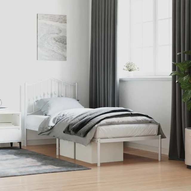 vidaXL Bedframe met hoofdbord metaal wit 80x200 cm