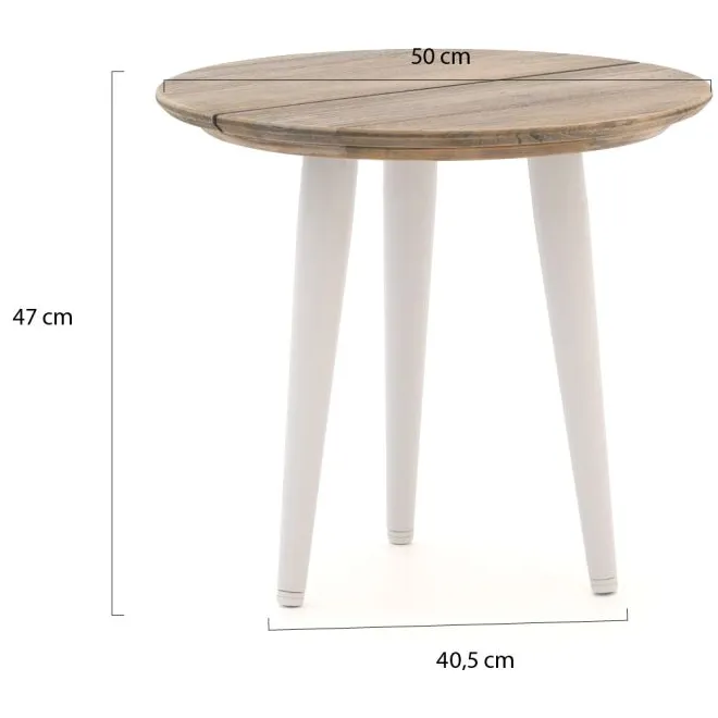 ROUGH Furniture ROUGH-K bijzet tuintafel ø 50cm wit, foto 2