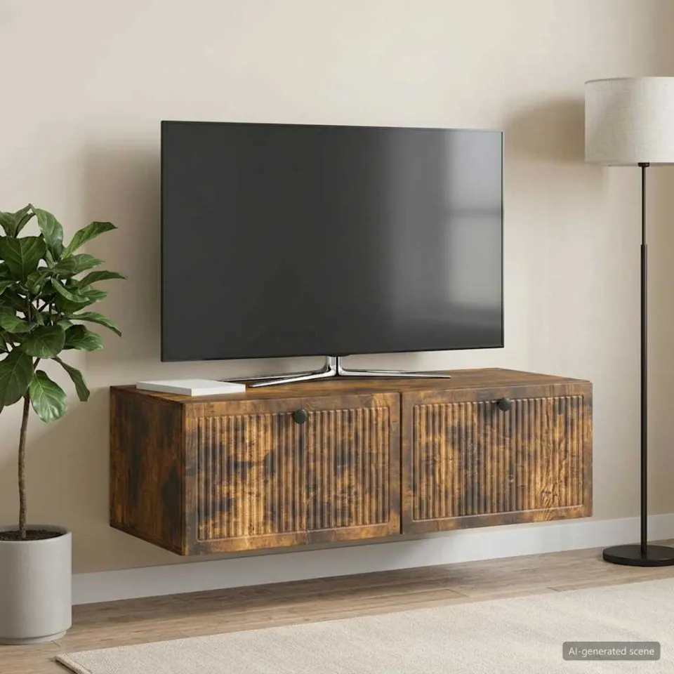 vidaXL Wandbeugel TV-kast Gerookt eiken 98 x 41 x 30 cm Bewerkt hout, foto 4