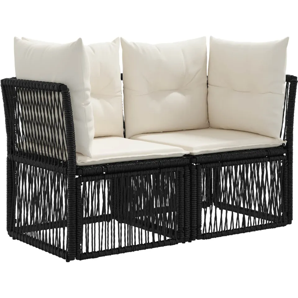 vidaXL Tuinbankenset 12 st 11-zits Zwart poly rattan