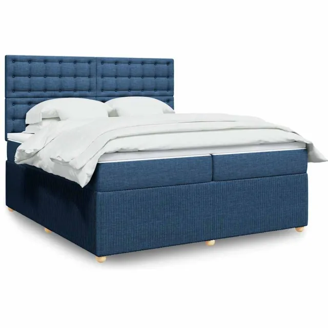 vidaXL Boxspring met matras stof blauw 200x200 cm