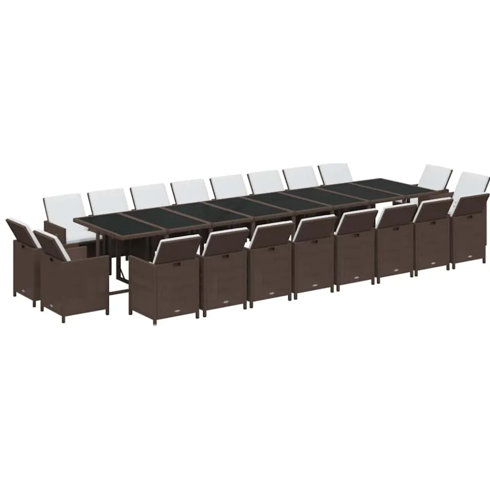 vidaXL 21-delige Tuinset met kussens poly rattan bruin, foto 3