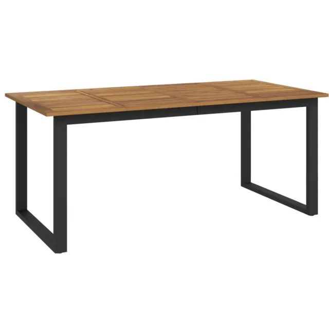 vidaXL Tuintafel - met - U-vormige - poten - 180x90x75 - cm - massief - acaciahout Zwart