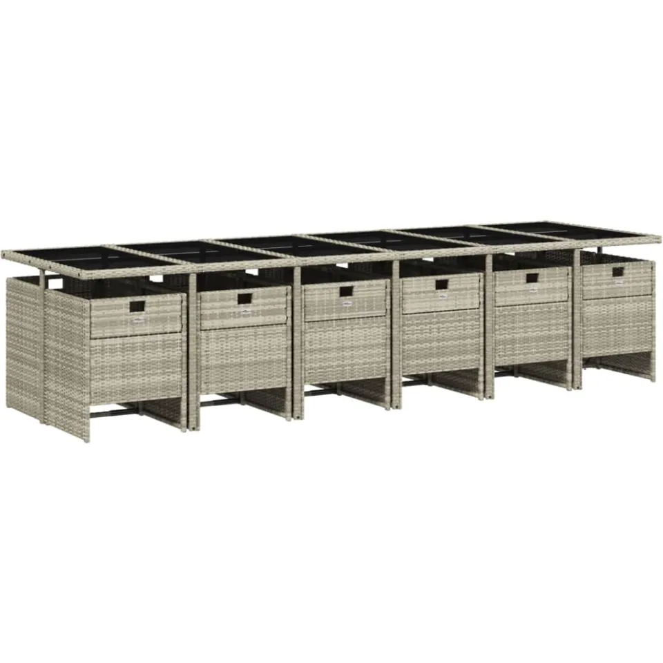 vidaXL 13-delige Tuinset met kussens poly rattan lichtgrijs