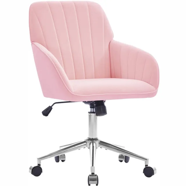 Ropilly Ergonomische bureaustoel - Voor thuiswerken en studeerkamer - In hoogte verstelbare draaistoel - Dikke schuimvulling en rugleuning - Neutrale kleur Pink
