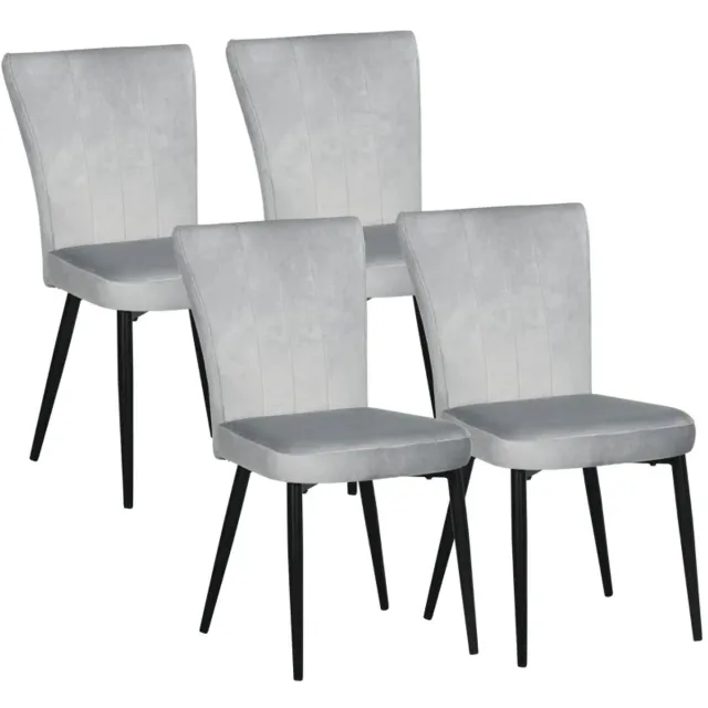 ZYLARO Eetkamerstoel - Set Van 4 - Accentstoelen Voor Keuken En Eetkamer - Velourslook - Lichtgrijs En Zwart lichtgrijs+zwart