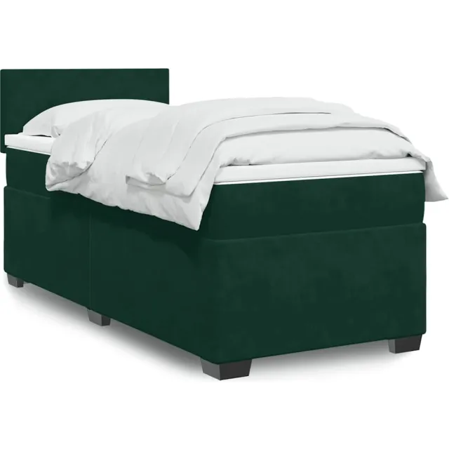 vidaXL Boxspring met matras fluweel donkergroen 100x200 cm groen