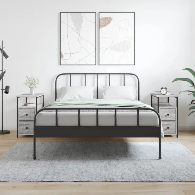 vidaXL Nachtkastjes 2 st 30x60x60 cm bewerkt hout grijs sonoma eiken, foto 2