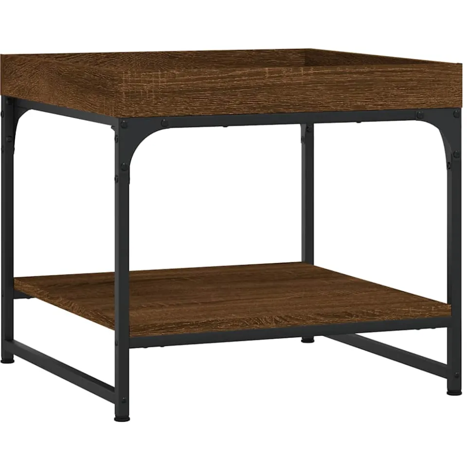 vidaXL Salontafel 49,5x49,5x45 cm bewerkt hout bruin eikenkleur, foto 3
