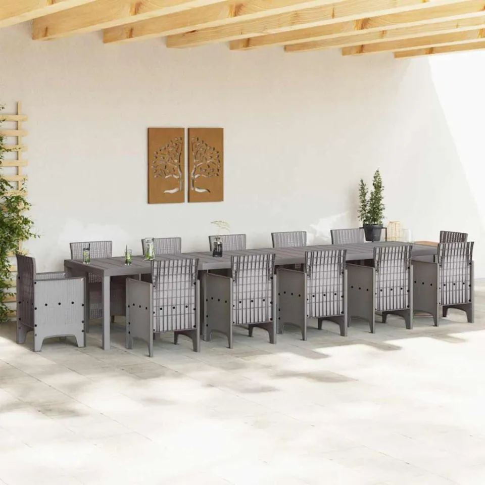 vidaXL Tuinstafel Lichtgrijs 400 x 100 x 73 cm poly rattan, foto 3