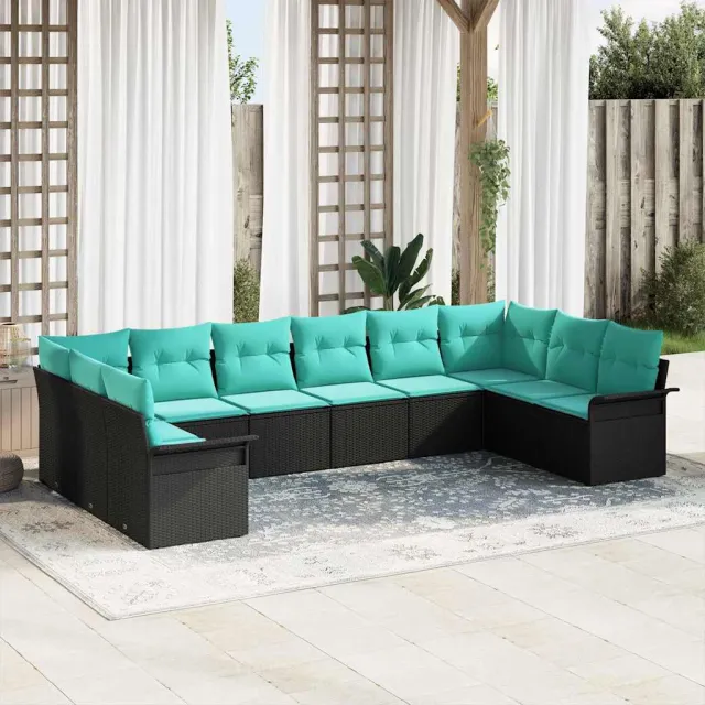 vidaXL Tuin Sofa Set 10 st Zwart poly rattan