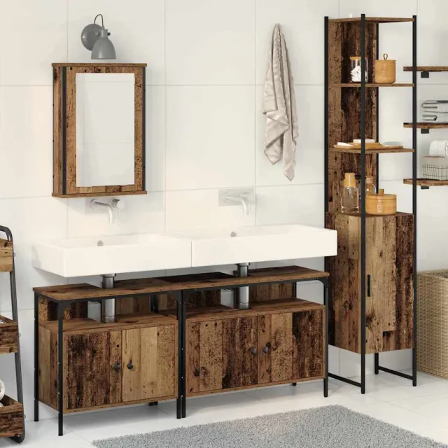vidaXL Badkamermeubelset 4 st Oud Hout 33 x 33 x 185,5 cm Bewerkt hout bruin, foto 2
