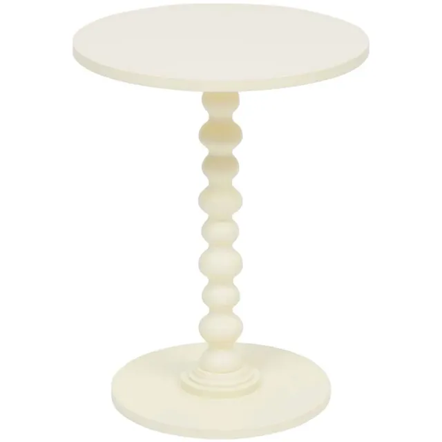 Atmosphera Bijzettafel/salontafel Alexa - ivoor - MDF hout - rond - Planten verhoger - D38 x H50 cm Ivoorwit