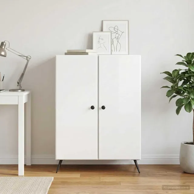 vidaXL Dressoir Hoogglans Wit 66 x 34,5 x 90 cm Bewerkt hout