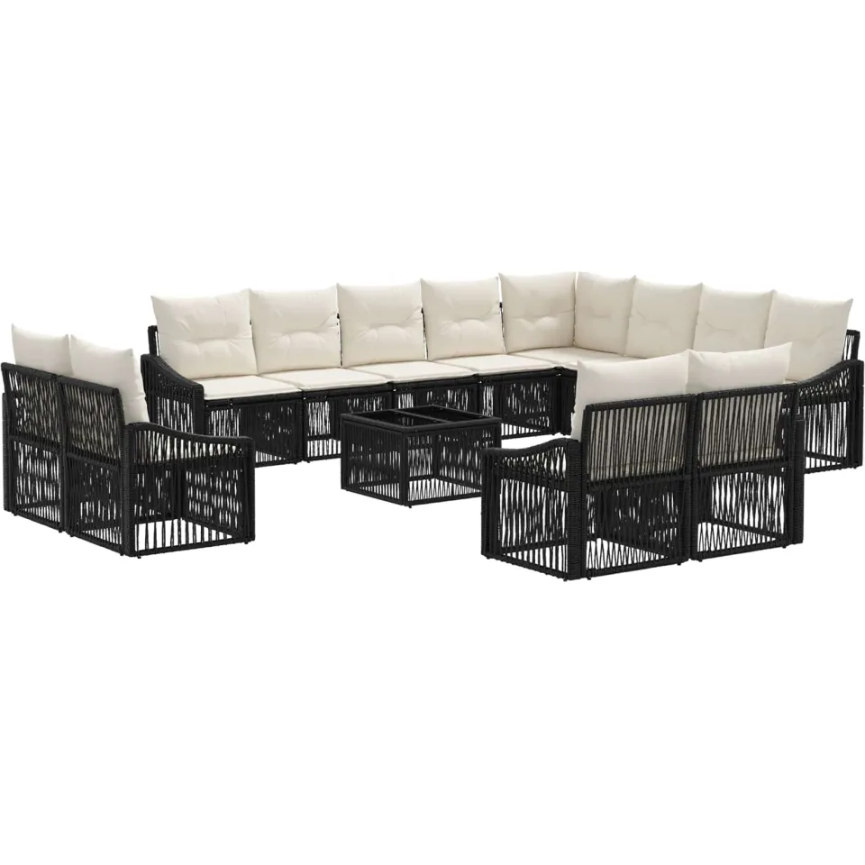 vidaXL Tuinbankenset 13 st Zwart poly rattan, foto 3