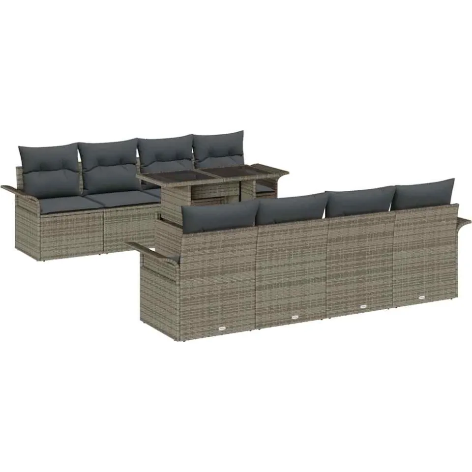 vidaXL Tuin Sofa Set 9 st Grijs [Synthetisch]: Poly Rattan, foto 4