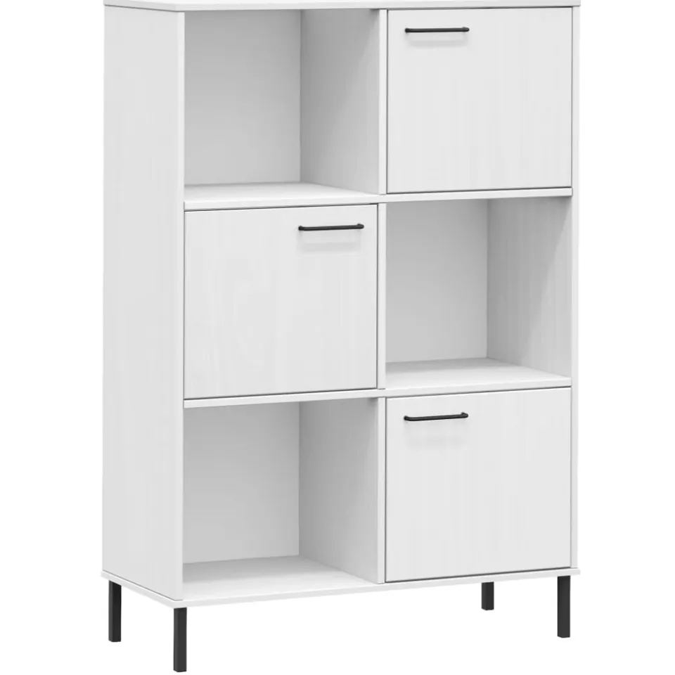 vidaXL Boekenkast met metalen poten OSLO 90x35x128,5 cm hout wit, foto 3