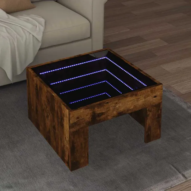 vidaXL Salontafel met Infinity LED 50x50x30 cm gerookt eikenkleurig, foto 2