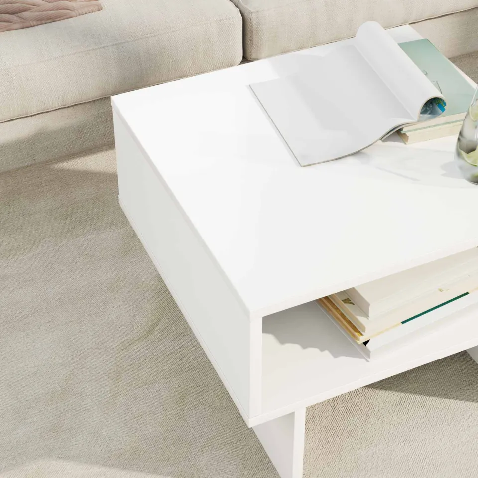 vidaXL Salontafel Wit 48 x 46 x 35 cm Bewerkt hout, foto 5